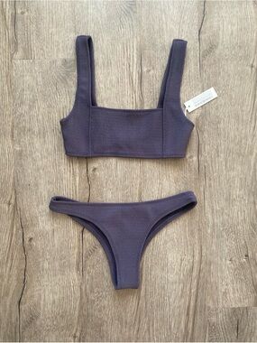 Wanderlust Swim Erin Bikini Set In Charcoal, Small, New With Tag